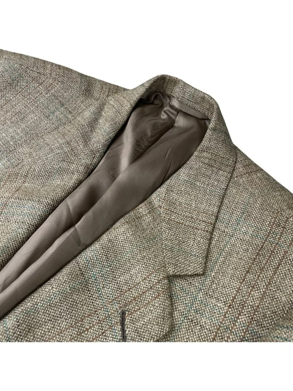 NEW Hickey Freeman Men's Tweed 2-Button Blazer Beige/Green Plaid • 40S US